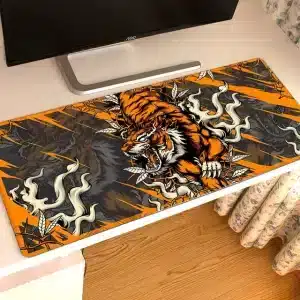 Ferocious Tiger Orange and Grey Mouse Pad Desk Mat