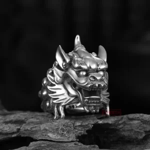 Fierce Guardian Dragon Sculpted Ring