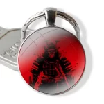 Fierce Samurai Warrior Blood Red Keychain