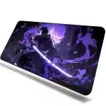 Glowing Katana Violet Flame Samurai Mouse Pad Desk Mat