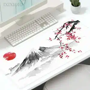 Mount Fuji and Red Cherry Blossom Mouse Pad Desk Mat