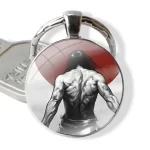 Muscular Samurai Warrior Japan Flag Keychain