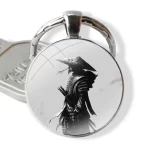 Mystical Ronin Samurai Black and White Keychain