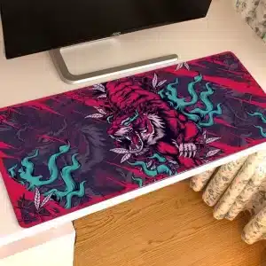 Neon Tiger Art Gaming Large XXL Mouse Pad Desk Mat