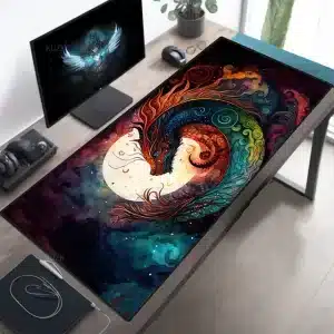 Psychedelic Cosmic Serpent Dragon Mouse Pad Desk Mat