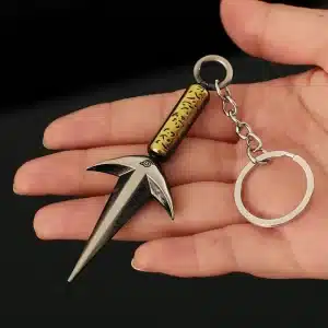 Ninja Kunai Dagger Keychain with Golden Handle