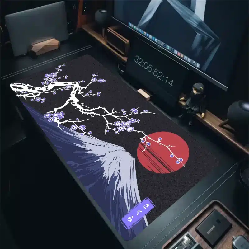 Sakura Red Moon Mountain Gaming Mouse Pad Desk Mat