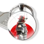 Samurai Warrior Art Red Rising Sun Keychain