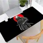 Samurai Warrior Black Bold Red Sun Mouse Pad Desk Mat