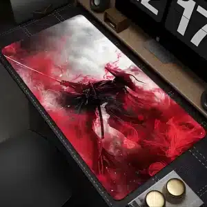 Samurai Warrior Intense Red Gaming Mouse Pad Desk Mat