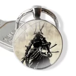 Shadowed Samurai Vintage Ink Art Keychain