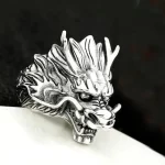 Silver Dragon Warrior Face Ring