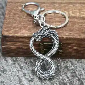 Silver Mythical Dragon Infinity Loop Keychain