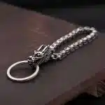 Stainless Steel Dragon Head Chain Men's Keychain