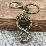 Vintage Bronze Dragon Infinity Loop Keychain