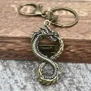 Vintage Bronze Dragon Infinity Loop Keychain