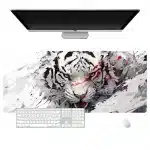 White Tiger in Snowstorm Art Large Mouse Pad Desk Mat