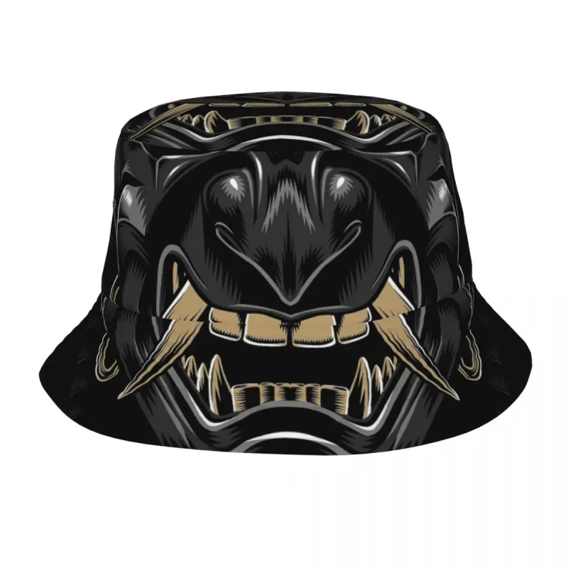 Black Oni Demon Mask Samurai Graphic Bucket Hat