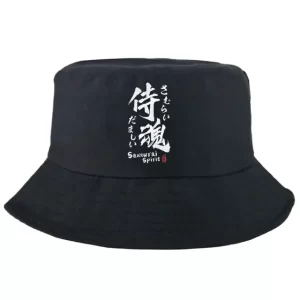 Black Samurai Spirit Kanji Streetwear Bucket Hat