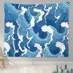 Blue Ocean Wave Pattern Wall Art Tapestry