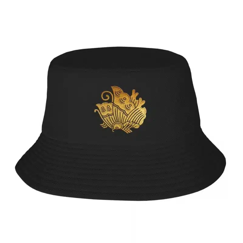 Golden Taira Clan Butterfly Kamon Crest Emblem Bucket Hat