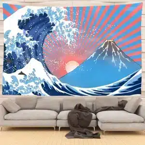 Great Wave and Mount Fuji Retro Japanese Tapestry