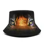 Intense Golden-Eyed Tiger Black Bucket Hat