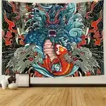 Japanese Dragon and Koi Fish Wall Art Tapestry