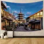 Kyoto Yasaka Pagoda Japanese Street Wall Tapestry