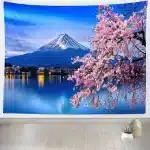 Mount Fuji & Sakura Reflection Lakeside View Tapestry