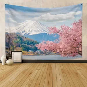 Mount Fuji and Cherry Blossom Landscape Tapestry