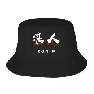 Ronin Kanji Samurai Design Black Bucket Hat