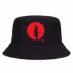 Samurai Silhouette with Red Sun Graphic Bucket Hat