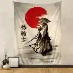 Samurai Warrior & Japanese Calligraphy Tapestry