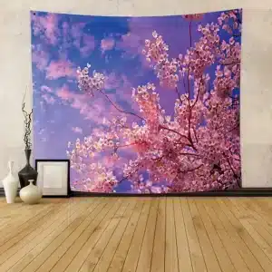 Serene Sakura Blossom Sky Nature-Inspired Tapestry