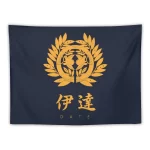 Traditional Date Clan Kamon Gold Crest Tapestry