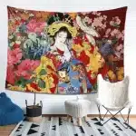 Traditional Japanese Art Decor Geisha Tapestry