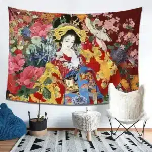 Traditional Japanese Art Decor Geisha Tapestry