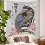 Traditional Japanese Tattoo Art Cat Wall Art Tapestry