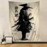 Way of the Samurai Warrior Ink Wash Art Tapestry