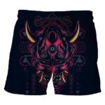 Cyber-Punk Neon Crimson Oni Demon Shorts