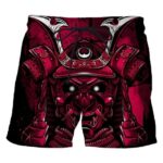 Dark Crimson Oni Samurai Helmet Men's Shorts