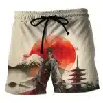 Female Samurai Warrior Mount Fuji Men's Shorts