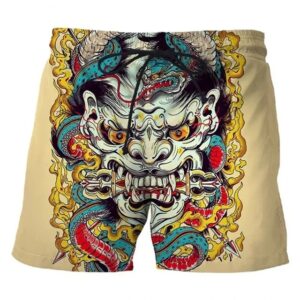 Japanese Tattoo Art Oni Demon Serpent Shorts