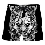 Monochrome Hannya Oni Demon Mask Shorts