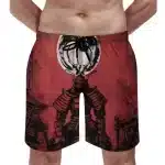 Red Samurai Temple Warrior Art Men's Shorts