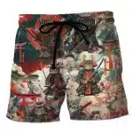 Samurai Cat Torii Gates and Cherry Blossoms Shorts