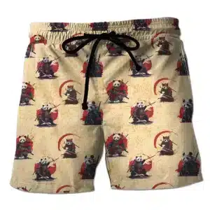 Samurai Warrior Panda Pattern Men's Shorts