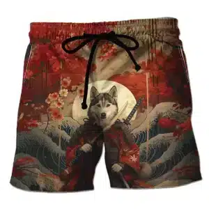 Samurai Wolf Warrior Japanese Wave Men's Shorts