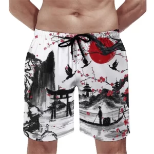 Traditional Japanese Landscape Art Men's Shorts